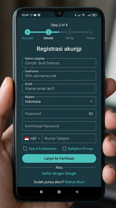 Tampilan halaman daftar akunjp