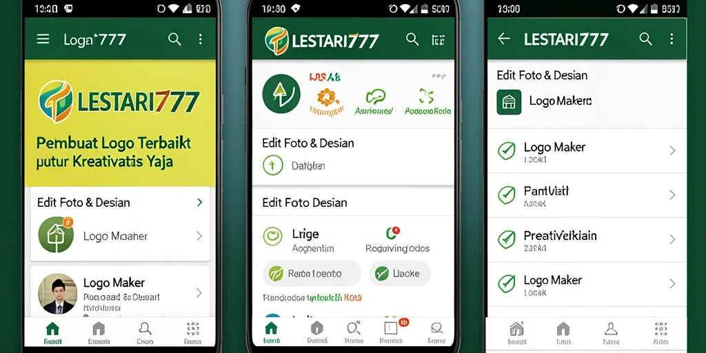 Tampilan antarmuka LESTARI777 saat proses pembuatan logo.