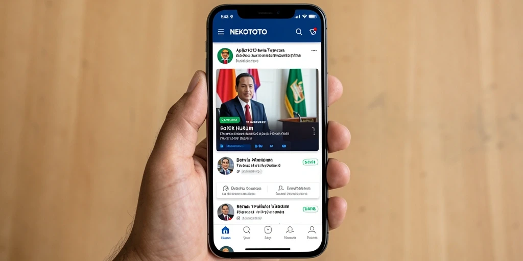 Antarmuka aplikasi NEKOTOTO untuk berita politik dan hukum.