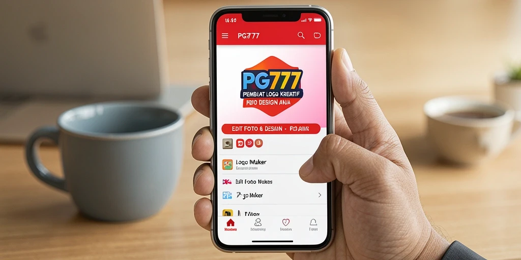 Antarmuka PG777 yang bersih dan sederhana untuk membuat logo.